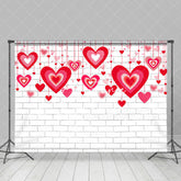 Aperturee - Aperturee Red Hollow Love White Brick Valentines Day Backdrop